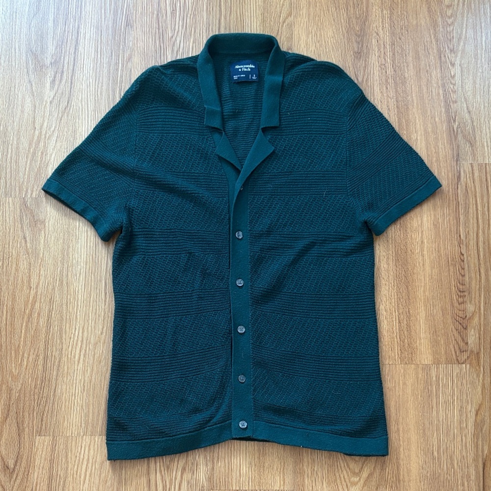 Abercrombie & Fitch Men's Dark Green Sweater Polo